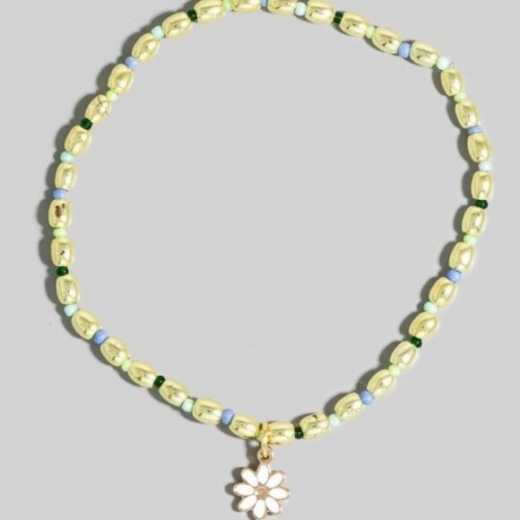 AMANI BLUE BEADED FLOWER CHARM BRACELET - Picture 1 of 1